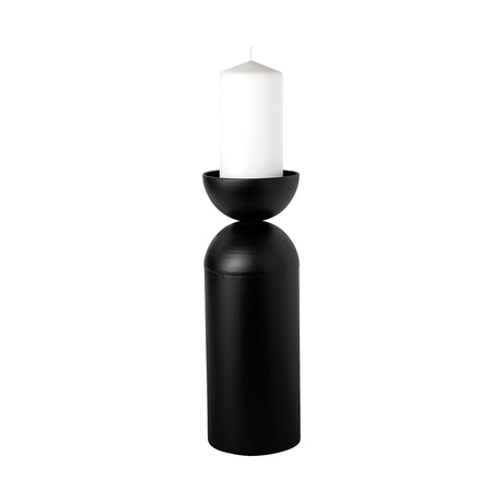 Alex Large Black Metal Cylindrical Table Candle Holder from Mercana - Luna Furniture