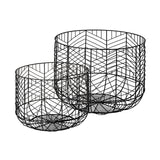 Idris Set of 2 Black Metal Geometric Mesh Bowls from Mercana - Luna Furniture