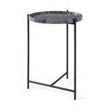 Stella 17L x 17W Gray Round Marble Top W/Black Base Accent Table from Mercana - Luna Furniture