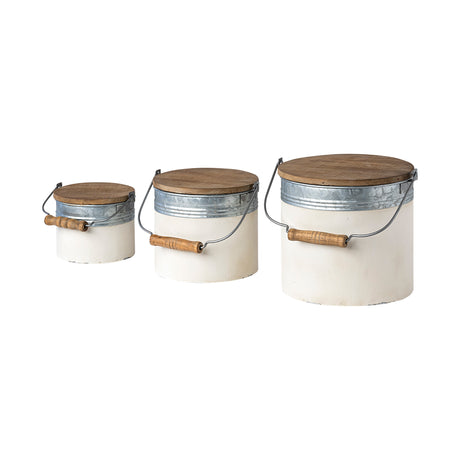 Alani (Set of 3) White Metal Storage Boxes from Mercana - Luna Furniture