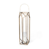 Ivy Large Gold Metal Geometric Cage Candle Holder Lantern from Mercana - Luna Furniture
