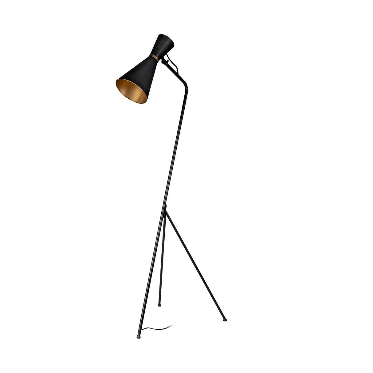 Eris III (58.3"H) Black/Brass Metal Cone Shade Floor Lamp from Mercana - Luna Furniture