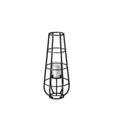 Bella Small Black Metal Cylindrical Cage Candle Holder Lantern from Mercana - Luna Furniture