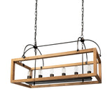 Josie (42"x14.5"x20") Natural Wood Chassis Six Light Chandelier from Mercana - Luna Furniture