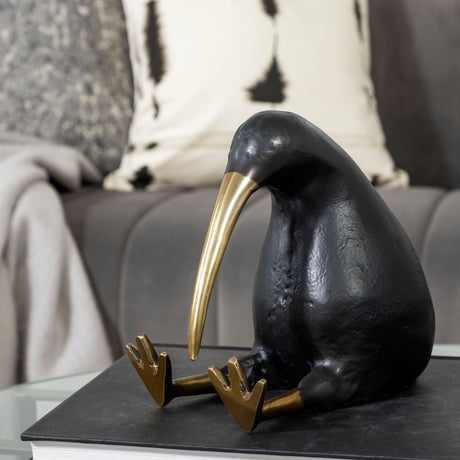 Dodo Kiwi 7L x 4W Black Cast Aluminum Mauritian Bird Sculpture from Mercana - Luna Furniture