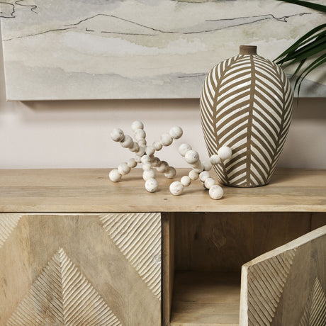 Carrollton II (Large) 9L x 9W Off-White Geometric Wood Ball Jack from Mercana - Luna Furniture