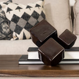 Mayweather (Set of 3) Black Geometric Ceramic Cubes from Mercana - Luna Furniture