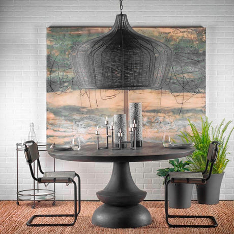 Camila (40"x31") Black Metal Mesh-Style Four Bulb Chandelier from Mercana - Luna Furniture