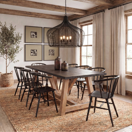 Camila (40"x31") Black Metal Mesh-Style Four Bulb Chandelier from Mercana - Luna Furniture