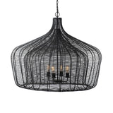 Camila (40"x31") Black Metal Mesh-Style Four Bulb Chandelier from Mercana - Luna Furniture