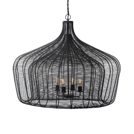 Camila (40"x31") Black Metal Mesh-Style Four Bulb Chandelier from Mercana - Luna Furniture