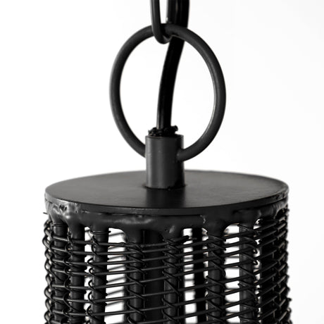Camila (40"x31") Black Metal Mesh-Style Four Bulb Chandelier from Mercana - Luna Furniture