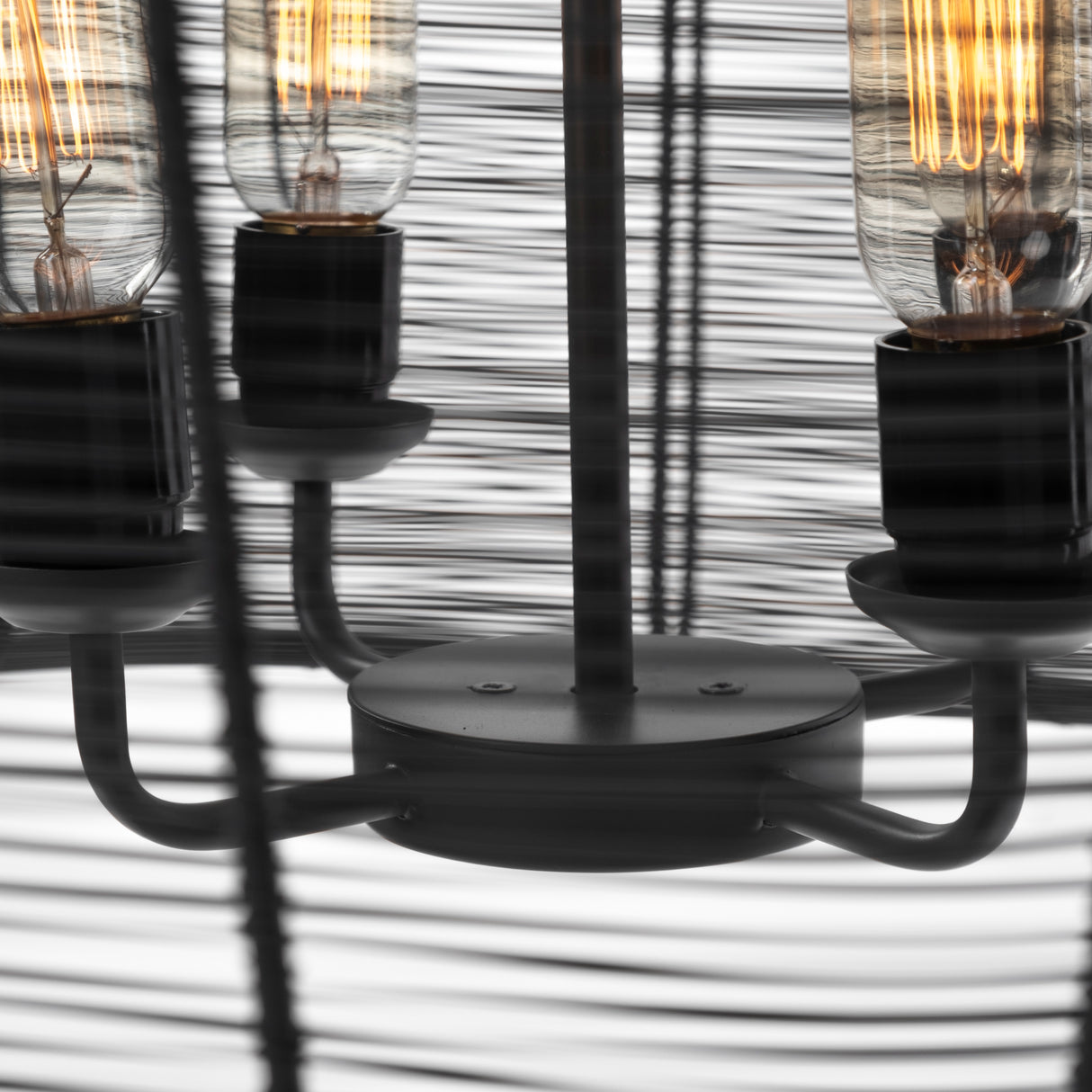 Camila (40"x31") Black Metal Mesh-Style Four Bulb Chandelier from Mercana - Luna Furniture