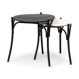 Etienne VII 24" Set of Two Round Top Black Wood and Marble Top Nesting Table from Mercana - Luna Furniture