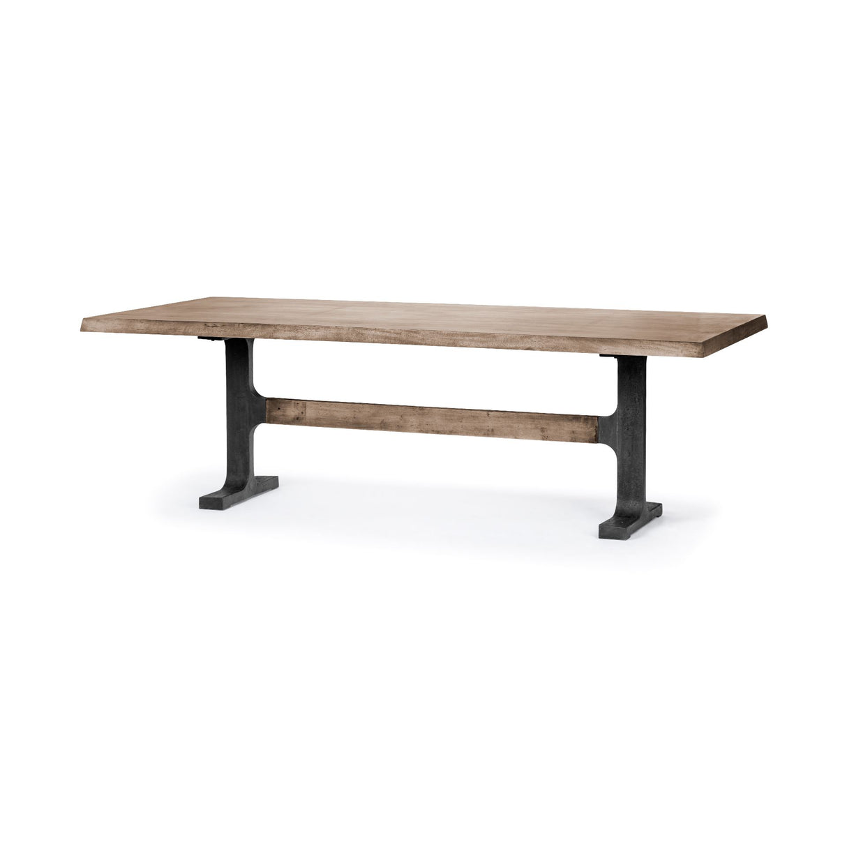 Araxi 95L x 41W x 30H Rectangular Brown Solid Wood Top Black Metal Base Dining Table from Mercana - Luna Furniture
