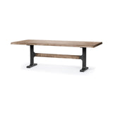 Araxi 95L x 41W x 30H Rectangular Brown Solid Wood Top Black Metal Base Dining Table from Mercana - Luna Furniture