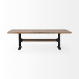 Araxi 95L x 41W x 30H Rectangular Brown Solid Wood Top Black Metal Base Dining Table from Mercana - Luna Furniture