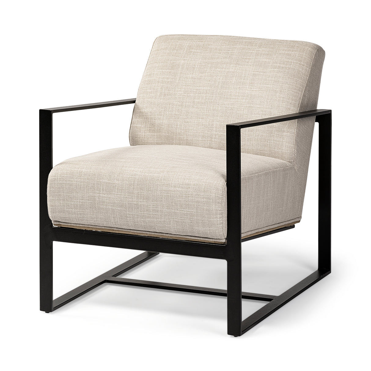 Stamford Light Beige Upholstered Seat w/ Wood Back, Metal Frame Accent Chair from Mercana - Luna Furniture