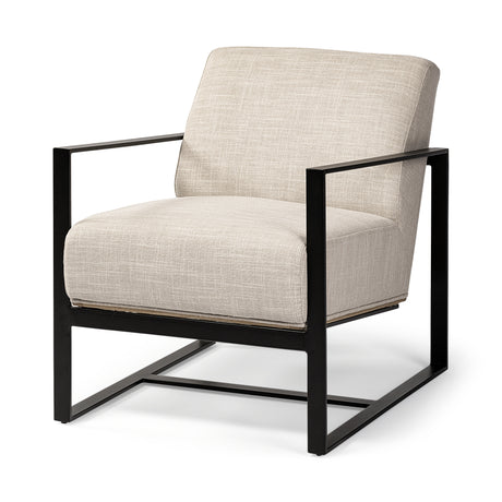 Stamford Light Beige Upholstered Seat w/ Wood Back, Metal Frame Accent Chair from Mercana - Luna Furniture