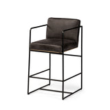 Stamford 36" Total Height Black Leather Seat w/ Wood Back, Metal Frame Counter Stool from Mercana - Luna Furniture