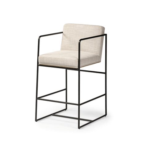Stamford 36" Total Height Light Beige Upholstered Seat w/ Wood Back, Metal Frame Counter Stool from Mercana - Luna Furniture