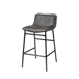 Kavalan 33.5" Total Height Ebony Leather Seat Black Metal Frame Counter Stool from Mercana - Luna Furniture