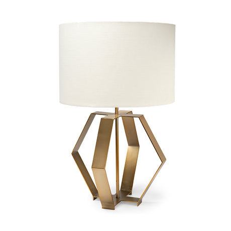 Edwards (26"H) Gold Metal Base w/ Cream Fabric Shade Table Lamp from Mercana - Luna Furniture