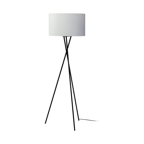 Ambrose 20.0L x 20.0W x 61.8H Black Metal W/White Fabric Shade Floor Lamp from Mercana - Luna Furniture