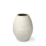 Reyan Small Pearl White Ceramic Striped Vase from Mercana - Luna Furniture