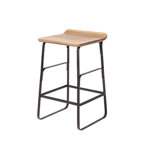 Conan 25" Seat Height Brown Wood Seat Black Metal Frame Counter Stool from Mercana - Luna Furniture