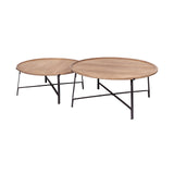 Helios (Set of 2) Brown Solid Wood Top Black Metal Base Nesting Coffee Tables from Mercana - Luna Furniture
