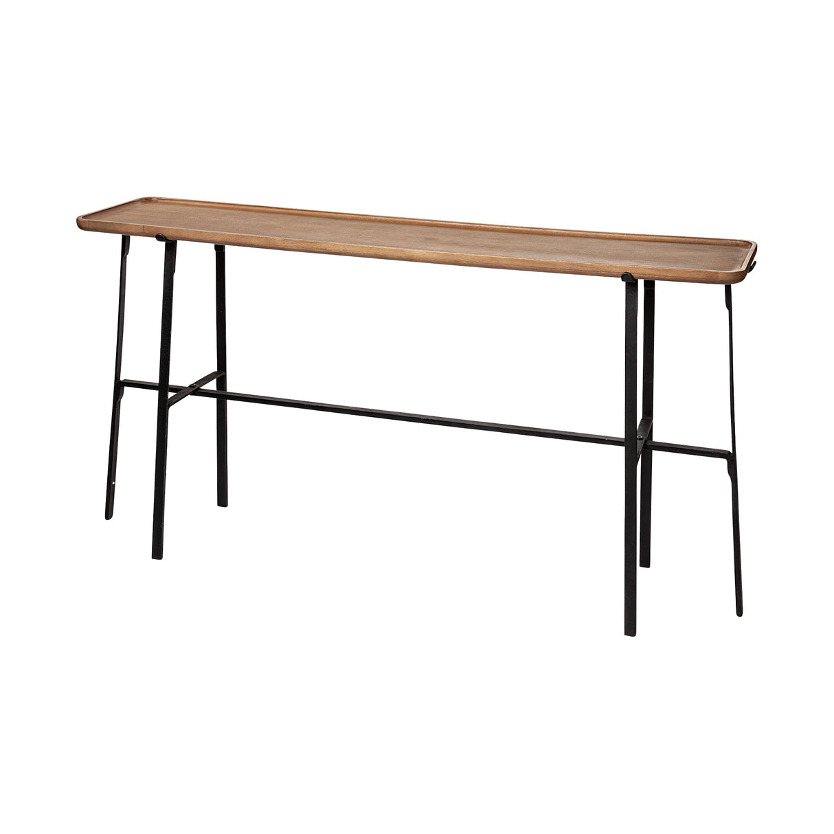 Helios II 60L x 14W x 29H Rectangular Brown Raised Edge Top Console Table from Mercana - Luna Furniture