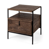 Glenn I 20L x 21W x 24H Dark Brown Wood w/ Black Iron Frame Square End/Side Table from Mercana - Luna Furniture