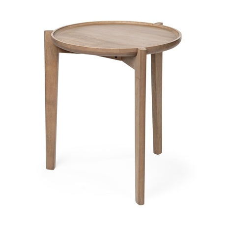 Cleaver I 22 x 24 Round Top Brown Solid Wood Accent Table from Mercana - Luna Furniture