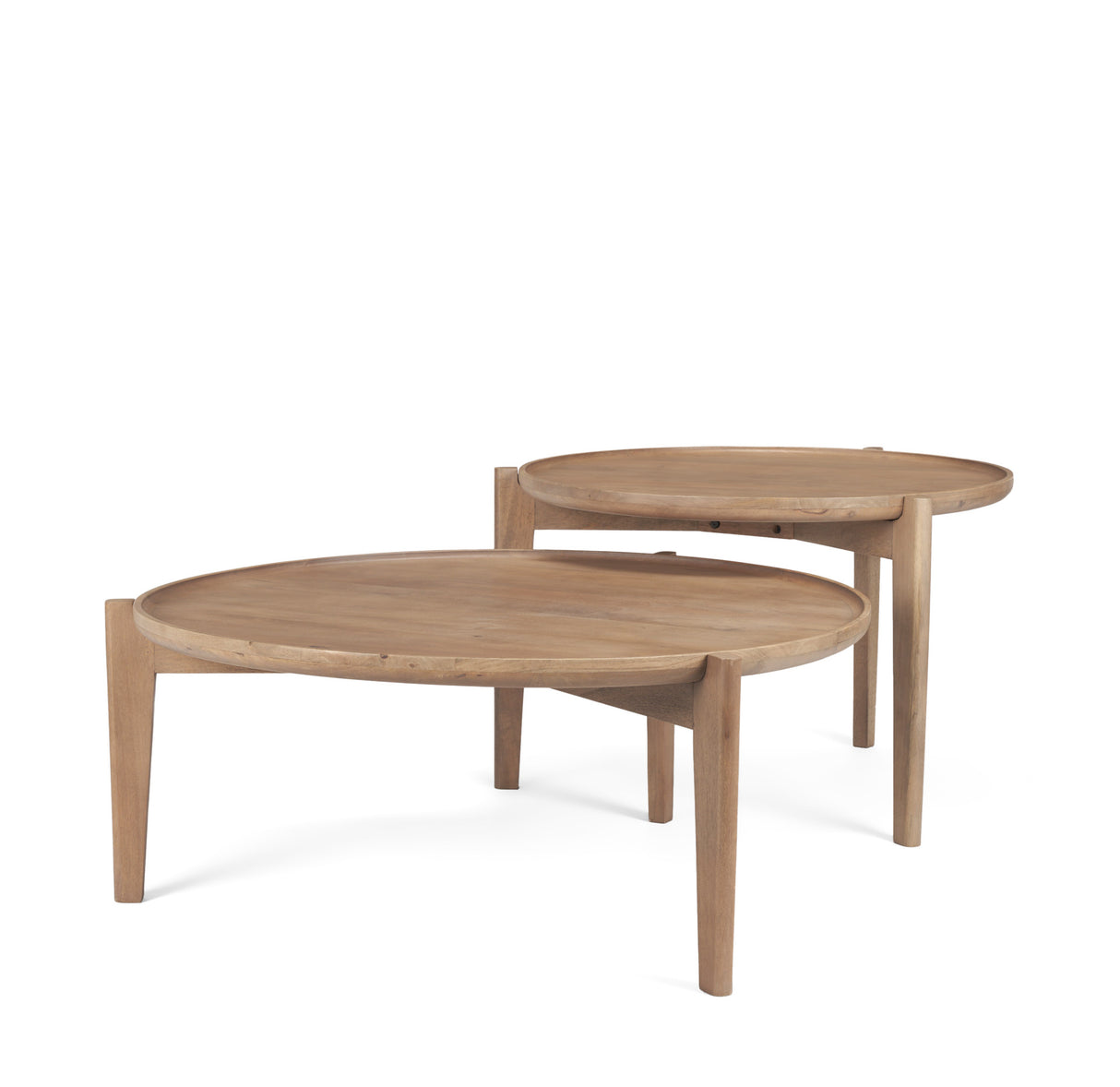 Cleaver (Set of 2) 40" & 31" Round Brown Solid Wood Nesting Coffee Tables from Mercana - Luna Furniture
