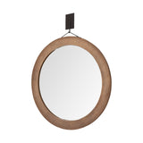Avram 43.5" Round Brown Wood Frame Mirror from Mercana - Luna Furniture