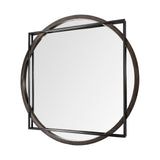 Norbert 46" Round-Square Black Wood/Metal Frame Mirror from Mercana - Luna Furniture
