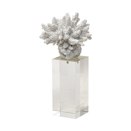Isla (Large) 5L x 5W White Replica Resin Coral On Clear White Glass from Mercana - Luna Furniture