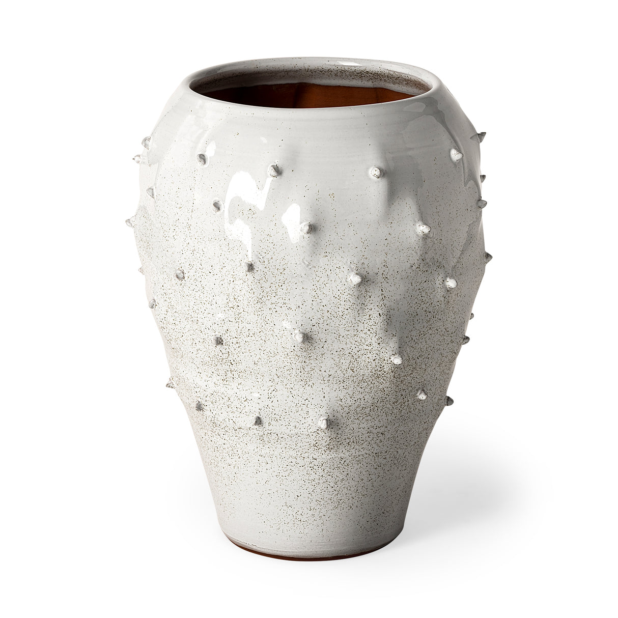Julian Large Glossy White Ceramic Spoked Vase from Mercana - Luna Furniture