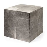 Zahavi I 20" Grey-toned hair-on-hide ottoman from Mercana - Luna Furniture