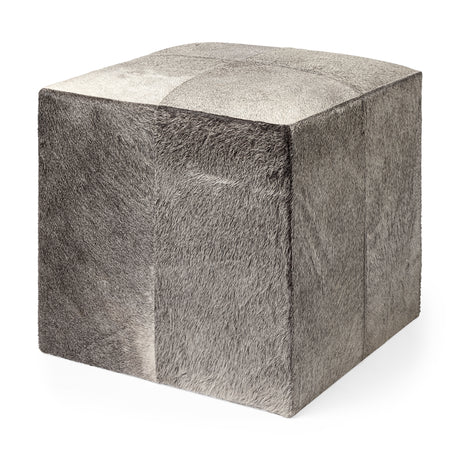 Zahavi I 20" Grey-toned hair-on-hide ottoman from Mercana - Luna Furniture
