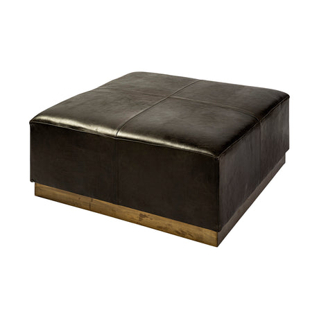 Minara 36" Square Black Leather Wrapped w/Metal Base Ottoman from Mercana - Luna Furniture