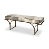 Jessie 55L x 16W White/Gray Hair-On-Hide Seat W/Gold Metal Base Accent Bench from Mercana - Luna Furniture