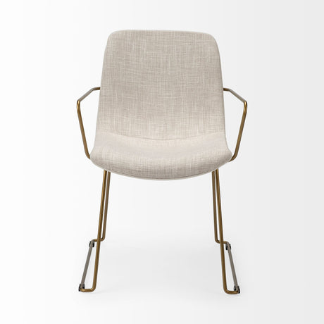Sawyer II Beige Fabric Wrap Gold Metal Frame Dining Chair from Mercana - Luna Furniture