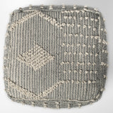 Brinket Gray/Cream Polyester Handwoven Square Pouf from Mercana - Luna Furniture