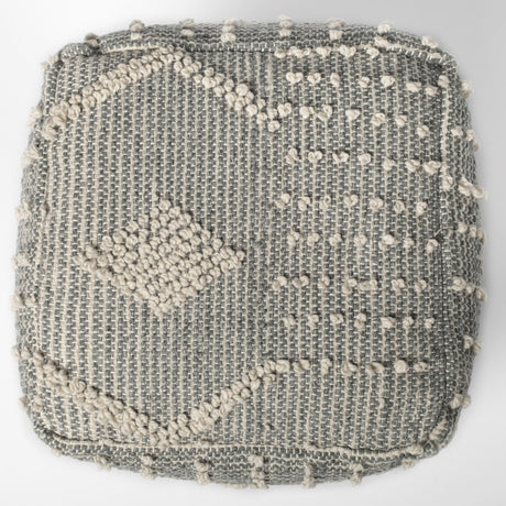 Brinket Gray/Cream Polyester Handwoven Square Pouf from Mercana - Luna Furniture