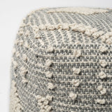 Brinket Gray/Cream Polyester Handwoven Square Pouf from Mercana - Luna Furniture