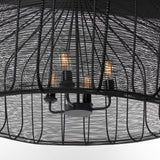 Camila (40"x31") Black Metal Mesh-Style Four Bulb Chandelier from Mercana - Luna Furniture