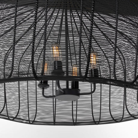 Camila (40"x31") Black Metal Mesh-Style Four Bulb Chandelier from Mercana - Luna Furniture