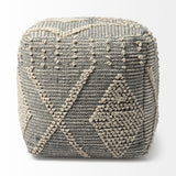 Brinket Gray/Cream Polyester Handwoven Square Pouf from Mercana - Luna Furniture
